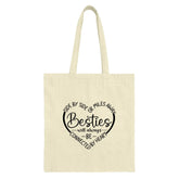 Besties Tote Bag, Friendship Gift, Long Distance Friends, Side by Side or Miles Away, Best Friend Gift, Heart Tote, Birthday Gift - Tawshia